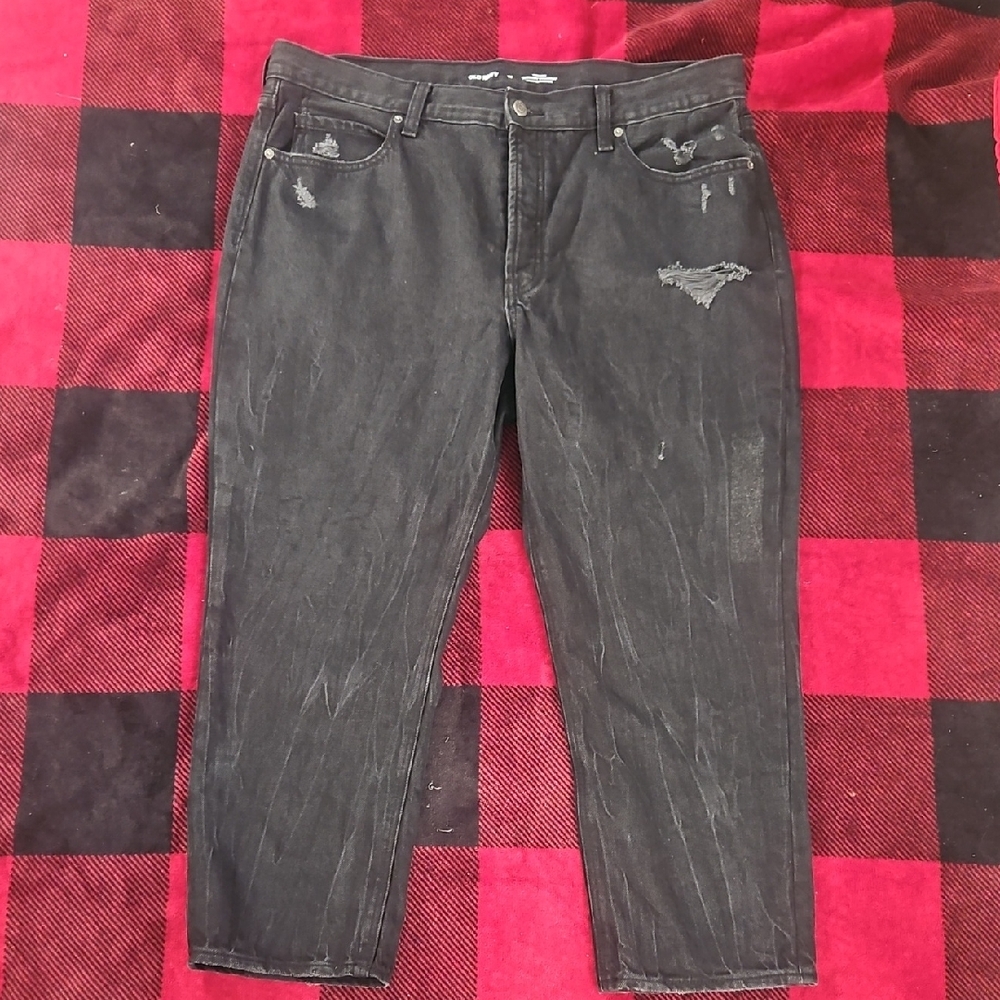 🕸Old Navy High-Rise Slouchy Straight-Fit Black Distressed Jeans 🕸